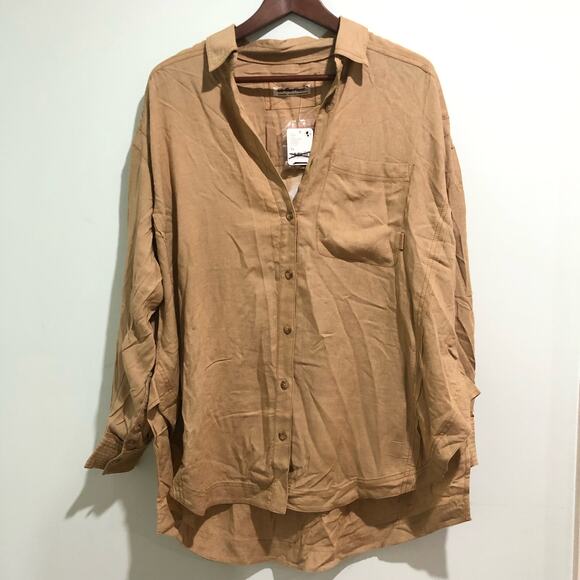 We The Free Ying Yang Graphic Boho Oversized Button Up Top Earth Combo XS - Picture 8 of 11